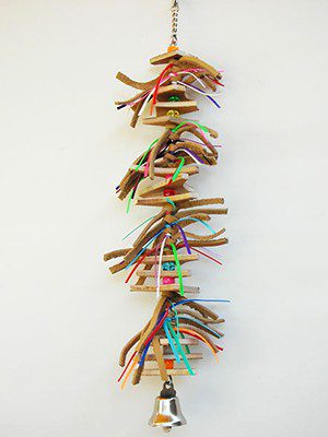 A Rawhide Strips toy hanging on a wall.