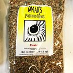 A bag of Parakeet Omar's Preferred Blend 4 lbs on a table.