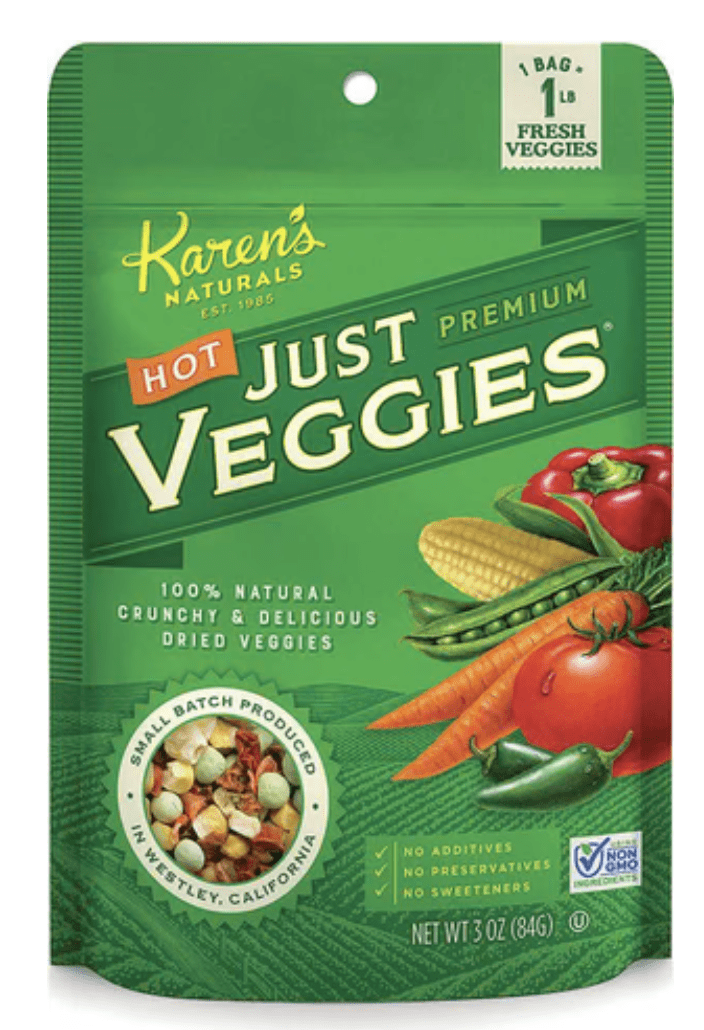 A pouch of Just Hot Veggies.