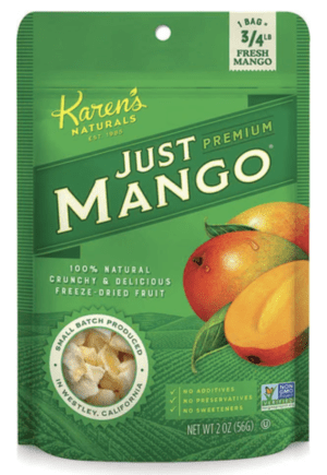 A pouch of Just Mango's just premium mango.