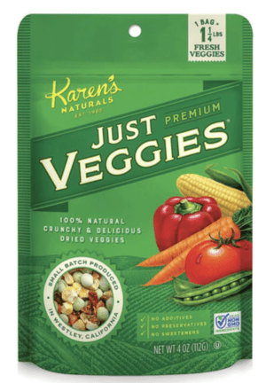 A pouch of Just Veggies premium vegetables.