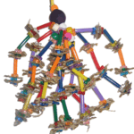 A colorful Happy Harry toy made of wooden sticks.