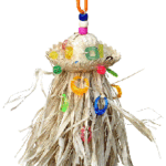 A Treasure Hunt toy with a straw hat hanging from it.